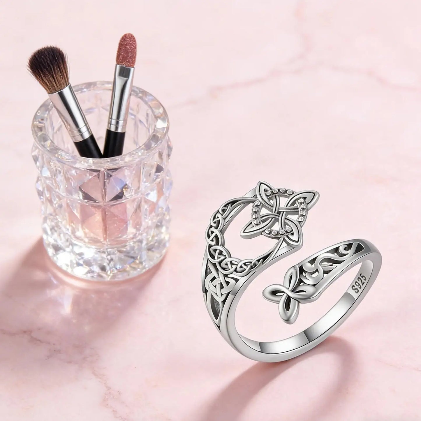 Witches Knot Ring Bohemian Gothic Adjustable Ring Open Statement Knot Jewelry for Women Daily Wedding Travel Commuting Peaceful Pleasures Health and Wellness