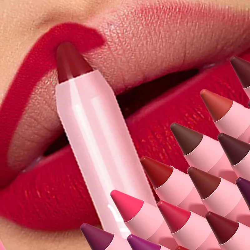 18-Color Matte Velvet Lip Liner Pencil | Waterproof Long-Lasting