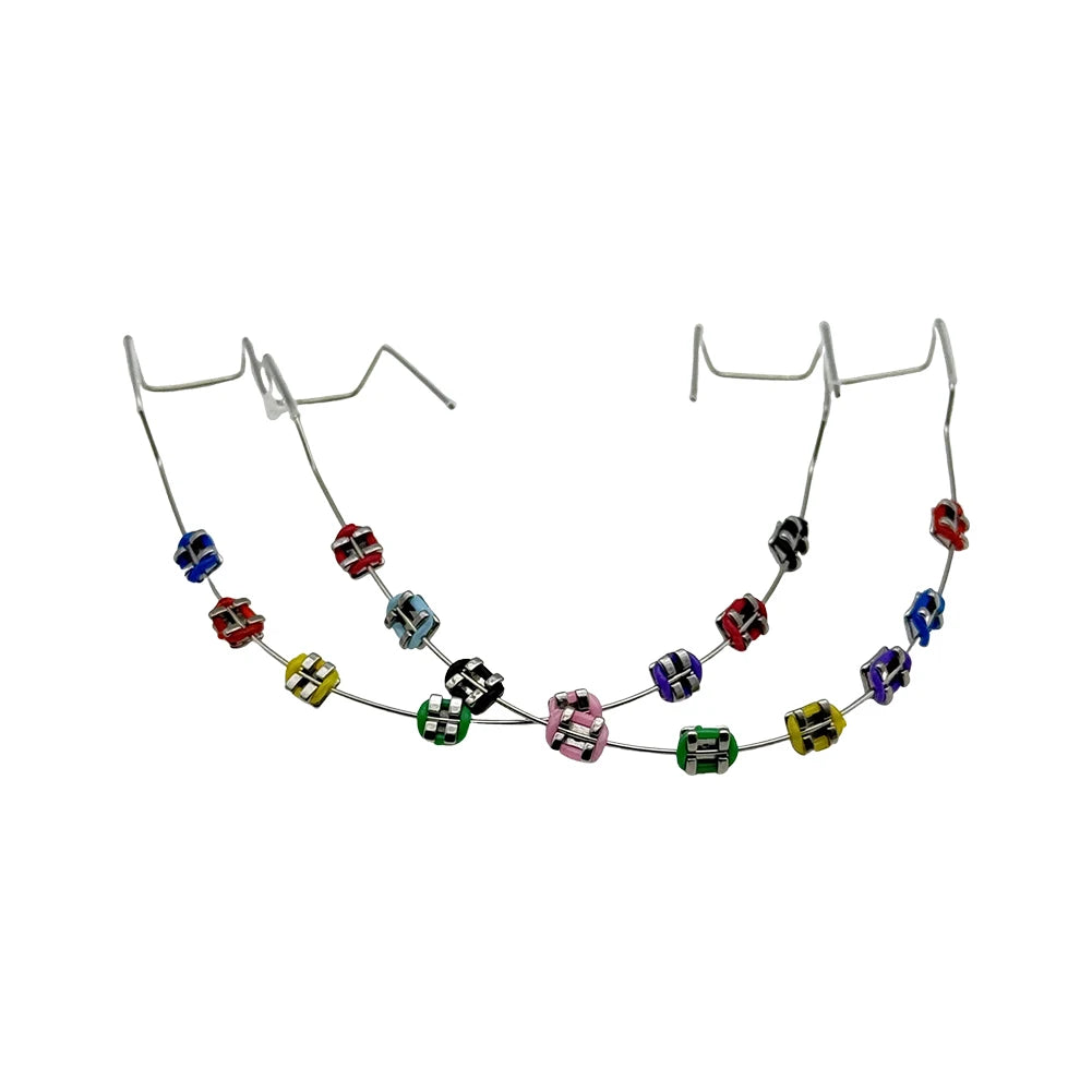 Temporary Tooth Decoration Dental Fake Braces Orthodontic Braces Dental Metal Bracket Practice Props for Dental Students Peaceful Pleasures Health and Wellness multicolour