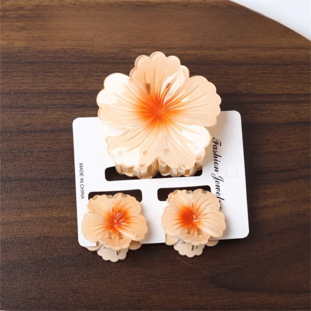 3-Pack Hibiscus Flower Hair Claw Clips – Gradient Summer Set