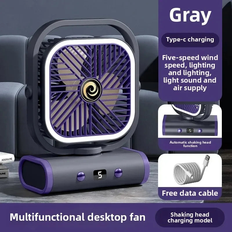 URGGU USB Rechargeable Camping Fan with LED Tent Light