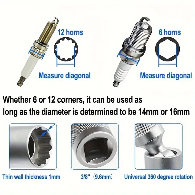 14mm & 16mm Magnetic Spark Plug Socket Set | Flexible Joint