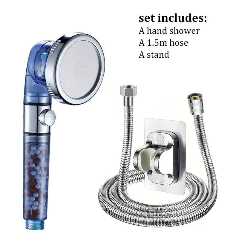 3-Mode Negative Ion Filter Handheld Shower Head | Water-Saving
