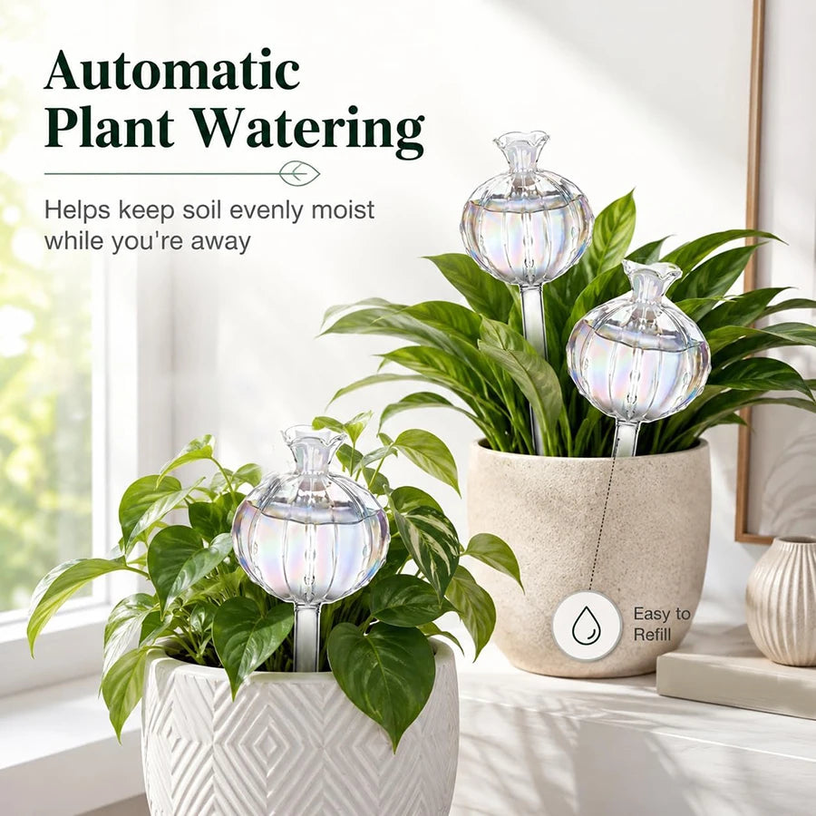 4-Pack Plant Watering Globes – Plastic Self-Watering Bulbs for Automatic Irrigation of Indoor & Outdoor Potted Plants