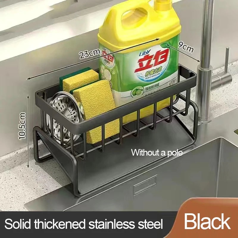 Kitchen Sink Drain Rack & Organizer – Self-Draining Soap, Sponge, Dishcloth & Towel Holder | Wall-Mount or Countertop