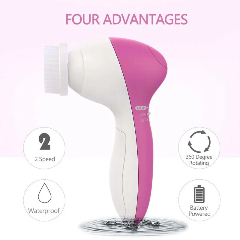 High Quality Hand Held Electric Facial Brush Acne Treatment Pore Cleaner Exfoliators Waterproof 5 1 Face Cleansing Tool 2 Speed Peaceful Pleasures Health and Wellness