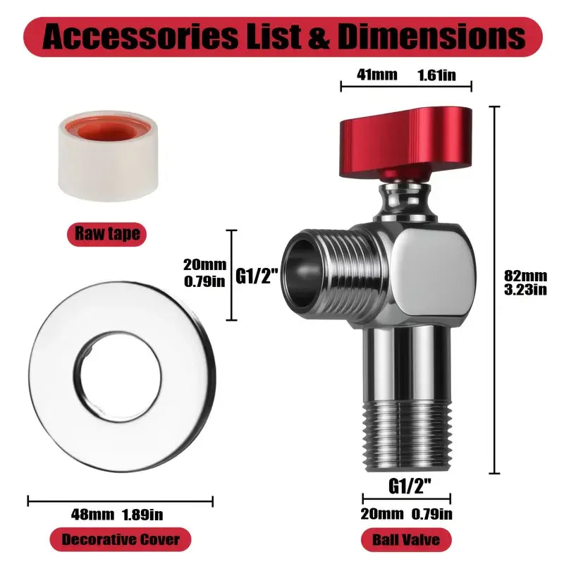 Brass Heavy-Duty Ball Valve | 4-Point Threaded High-Flow Red Handle
