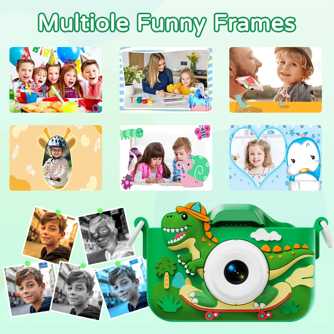 Dinosaur Themed Kids Digital Camera 1080P HD Mini Camera Toy for Vlogging And Photography Perfect Christmas Or Birthday Gift Peaceful Pleasures Health and Wellness