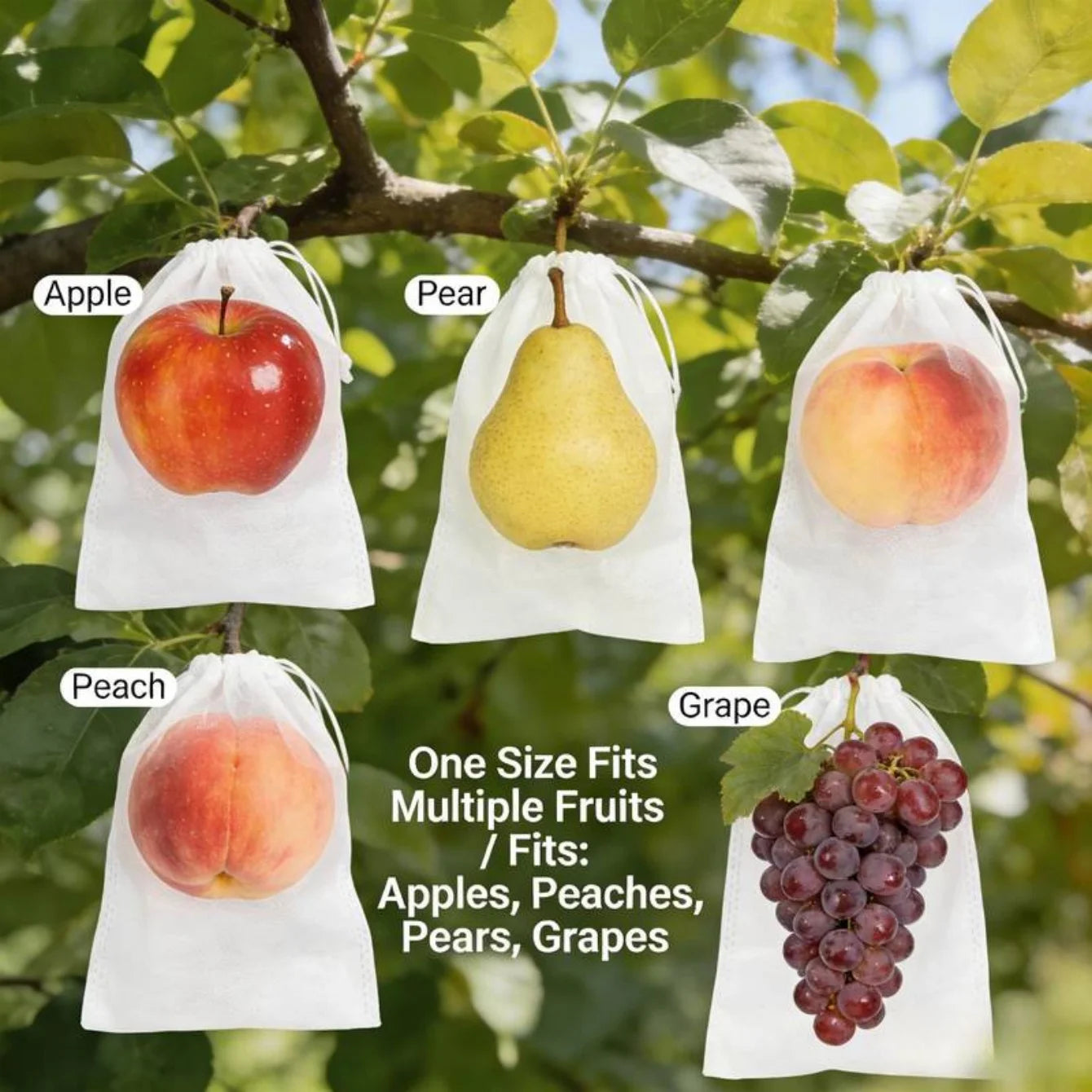 Fruit Protection Bags 50/100Pcs Mesh Drawstring Pest Bird Cover Fruit Protection Bags Peaceful Pleasures Health and Wellness