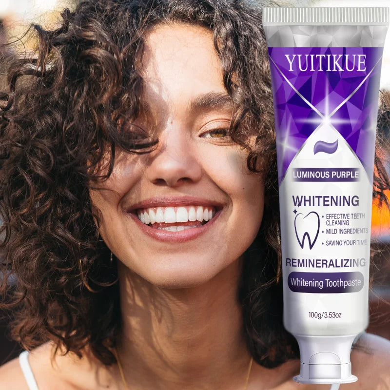 Yuitikue Luminous Purple Whitening Toothpaste, Remineralizing Teeth Whitening Paste for Effective Cleaning & Brightening, 100g Peaceful Pleasures Health and Wellness