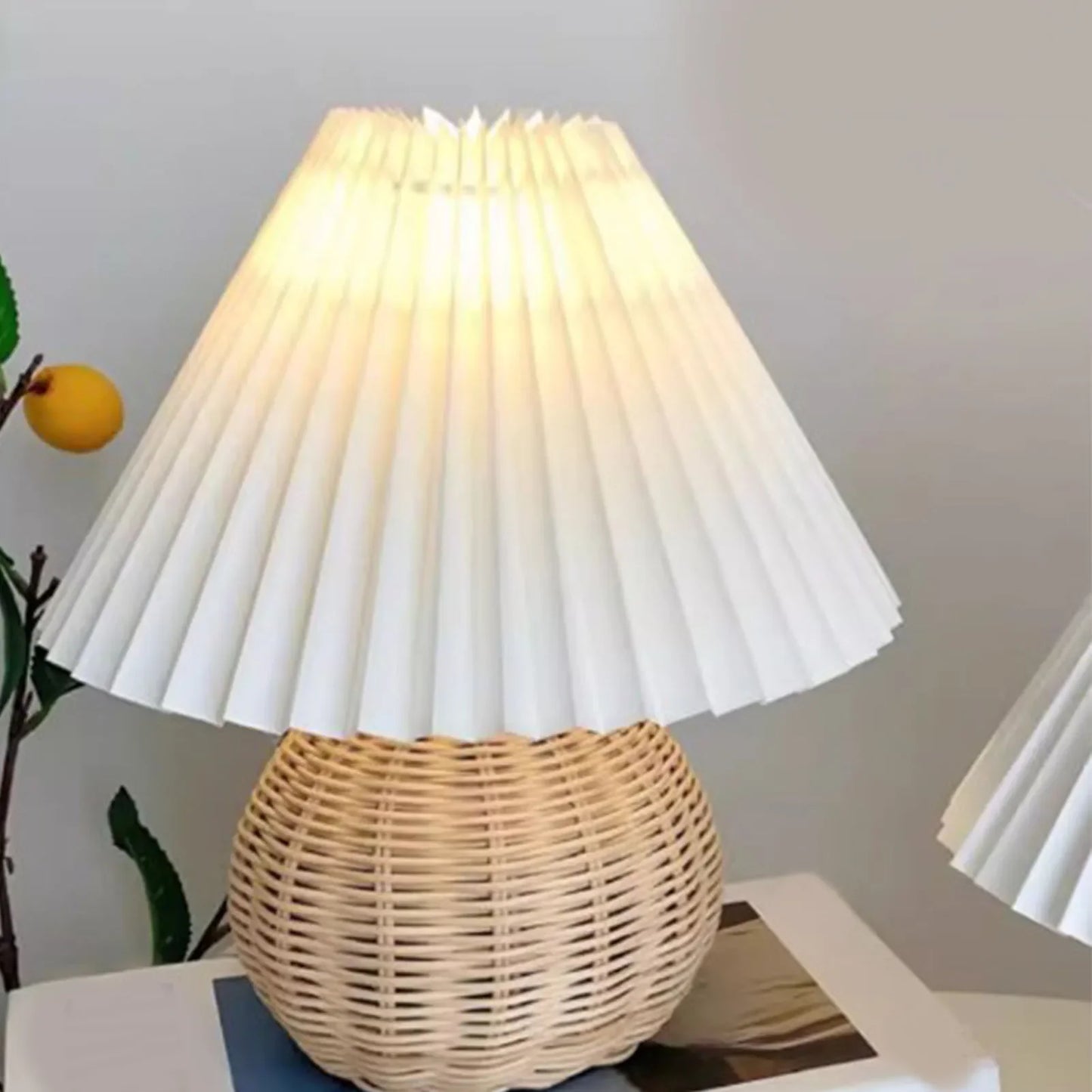 Table Lamp Bedside Nightstand Mini Bedroom Living Room Side Rattan