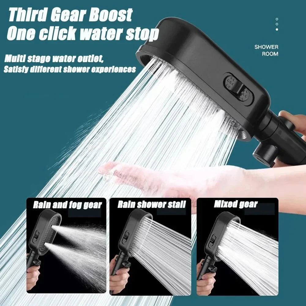 High Pressure Handheld Shower Head Set – 3 Spray Modes