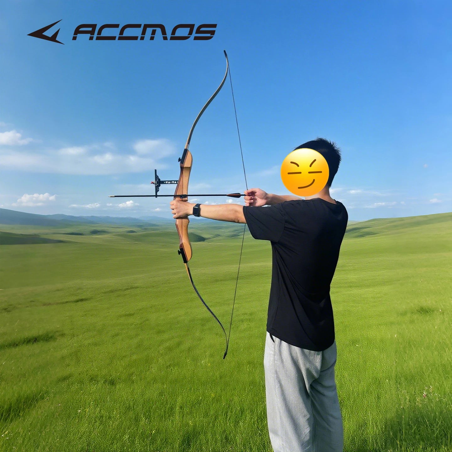 ACCMOS Recurve Bow Wooden 16-40lbs Fiberglass Limbs Outdoor Archery