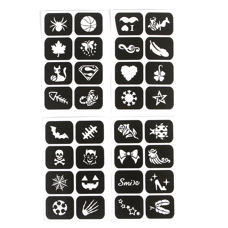 Kids Halloween Face Paint Stencils – 4-Pack Tattoo Templates