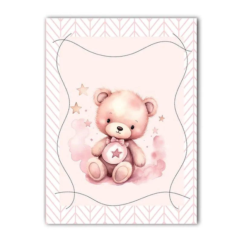Nordic Teddy Bear Nursery Canvas Wall Art | Kids Room Decor Nursery Canvas Print Peaceful Pleasures Health and Wellness 04 15x20cm No Frame China Mainland