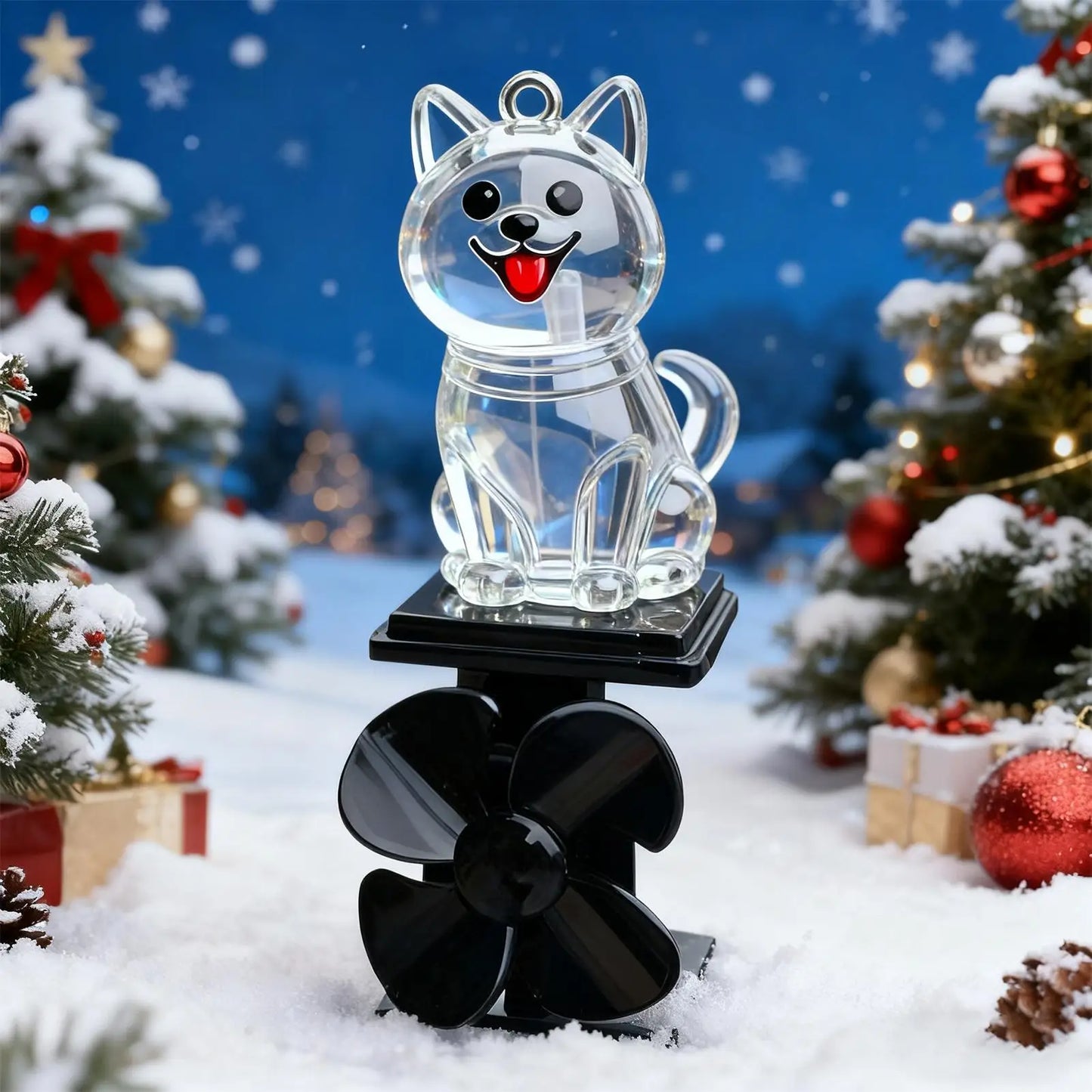 Wind-Powered Handlebar Dog Figurine – Spins & Glows at Night
