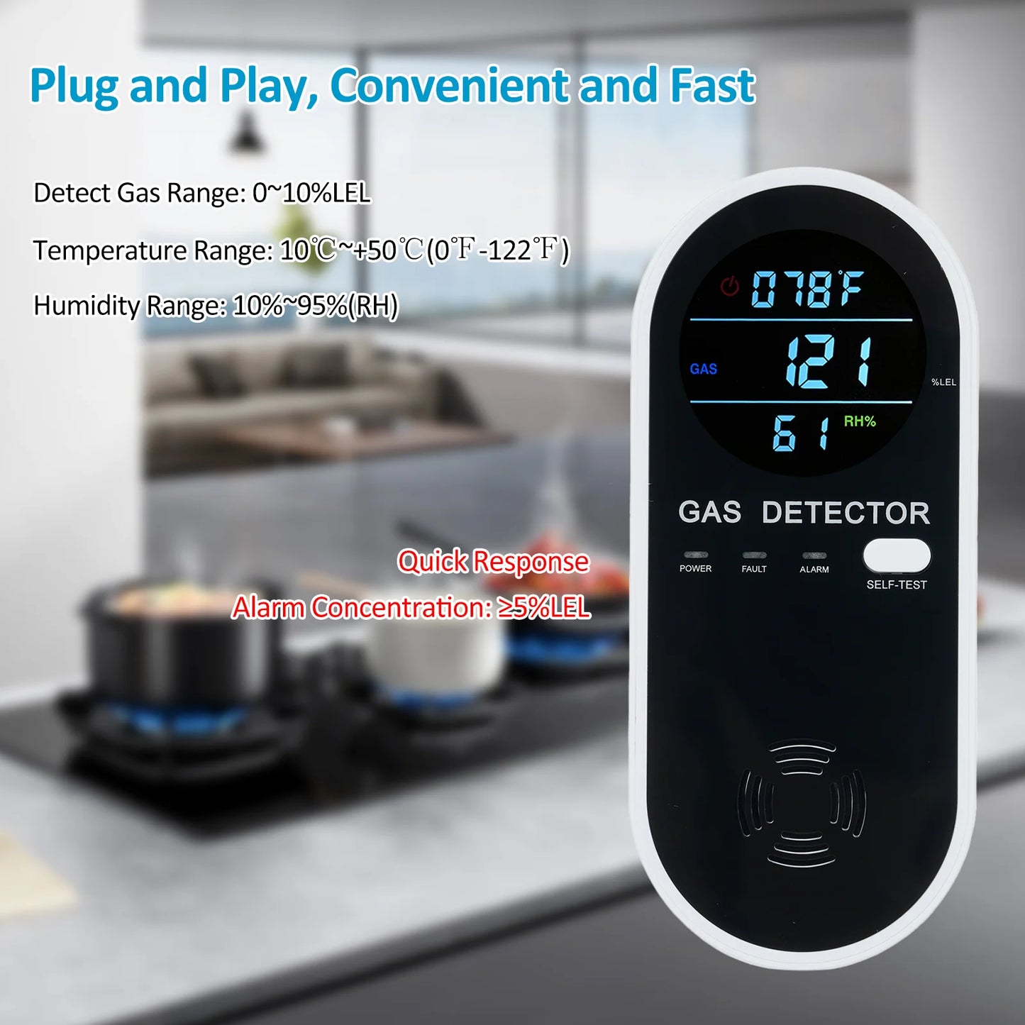 Natural Gas Detector 3 in 1 Plug-in Propane Gas Detector for Home & RV Gas Leak Detector for LNG LPG Methane Peaceful Pleasures Health and Wellness