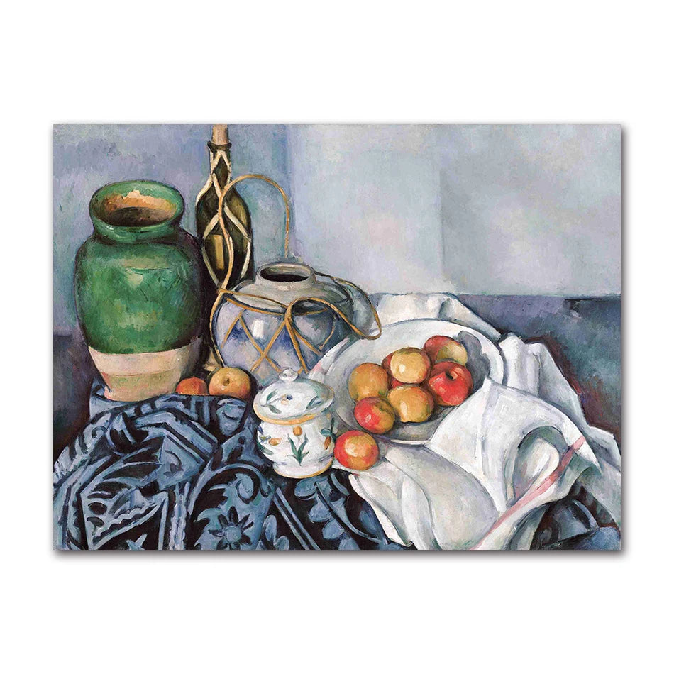 Vintage Paul Cezanne Garden Still Life Terracotta Pots 1890s Art Posters Canvas Painting Wall Prints Picture for Room Home Decor Peaceful Pleasures Health and Wellness 61326-07 40x50cm