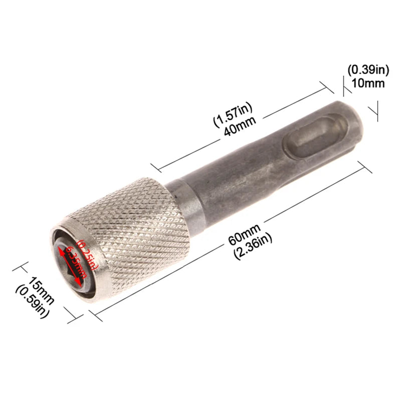 SDS to 1/4" Hex Shank Adapter | Impact Drill Bit Converter