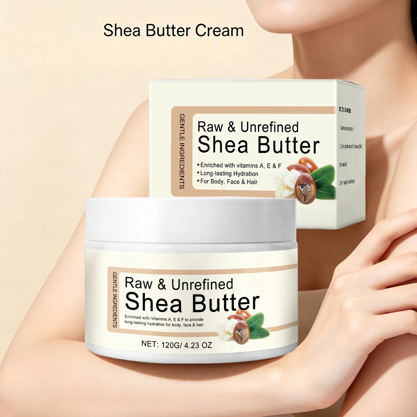 Shea Butter Moisturizing Cream Multi Use Balm for Dry Skin and Hair Restore Shine Increase Skin Elasticity Body Face & Hair Care Peaceful Pleasures Health and Wellness