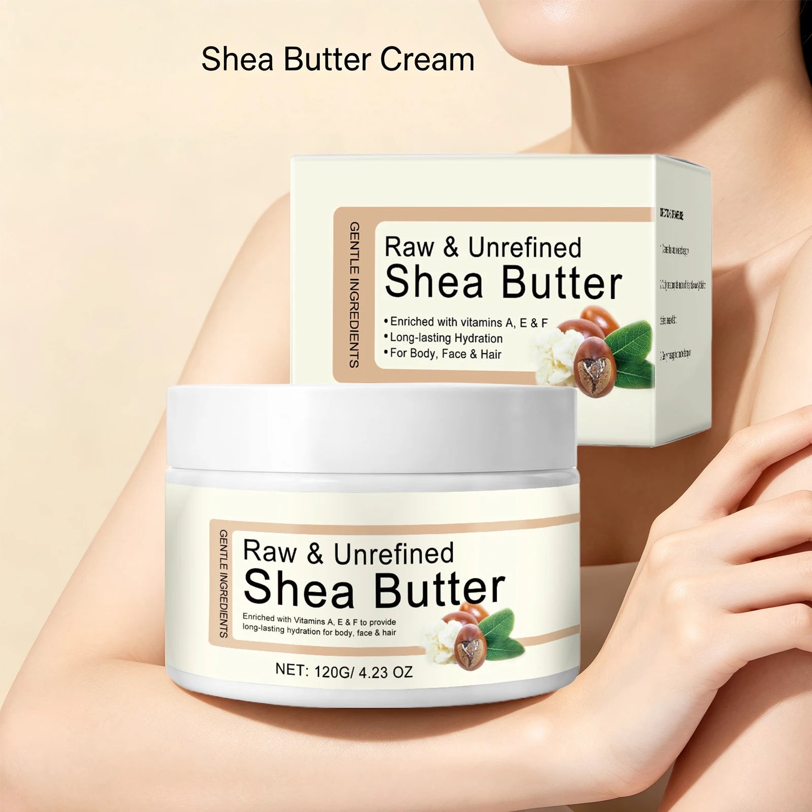 Shea Butter Moisturizing Cream Multi Use Balm for Dry Skin and Hair Restore Shine Increase Skin Elasticity Body Face & Hair Care Peaceful Pleasures Health and Wellness