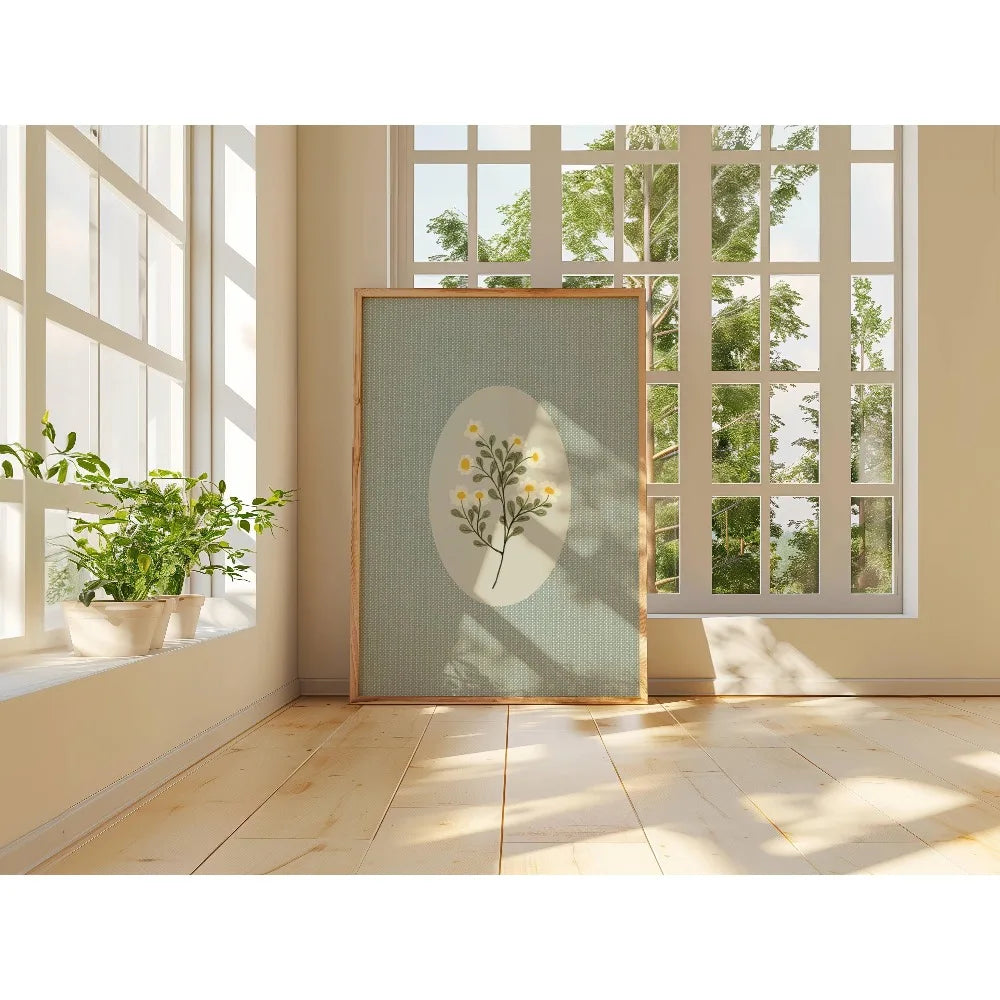 Retro Beige Floral Canvas Wall Art | Unframed Plant Print