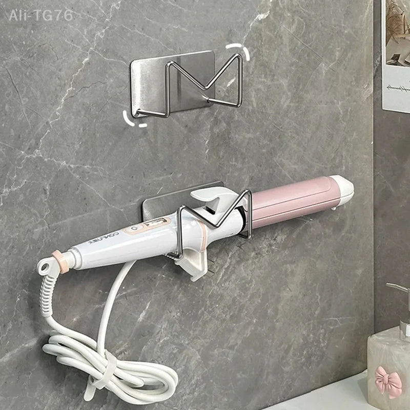 Wall Mounted Hair Dryer Holder – No-Drill Stainless Steel Rack
