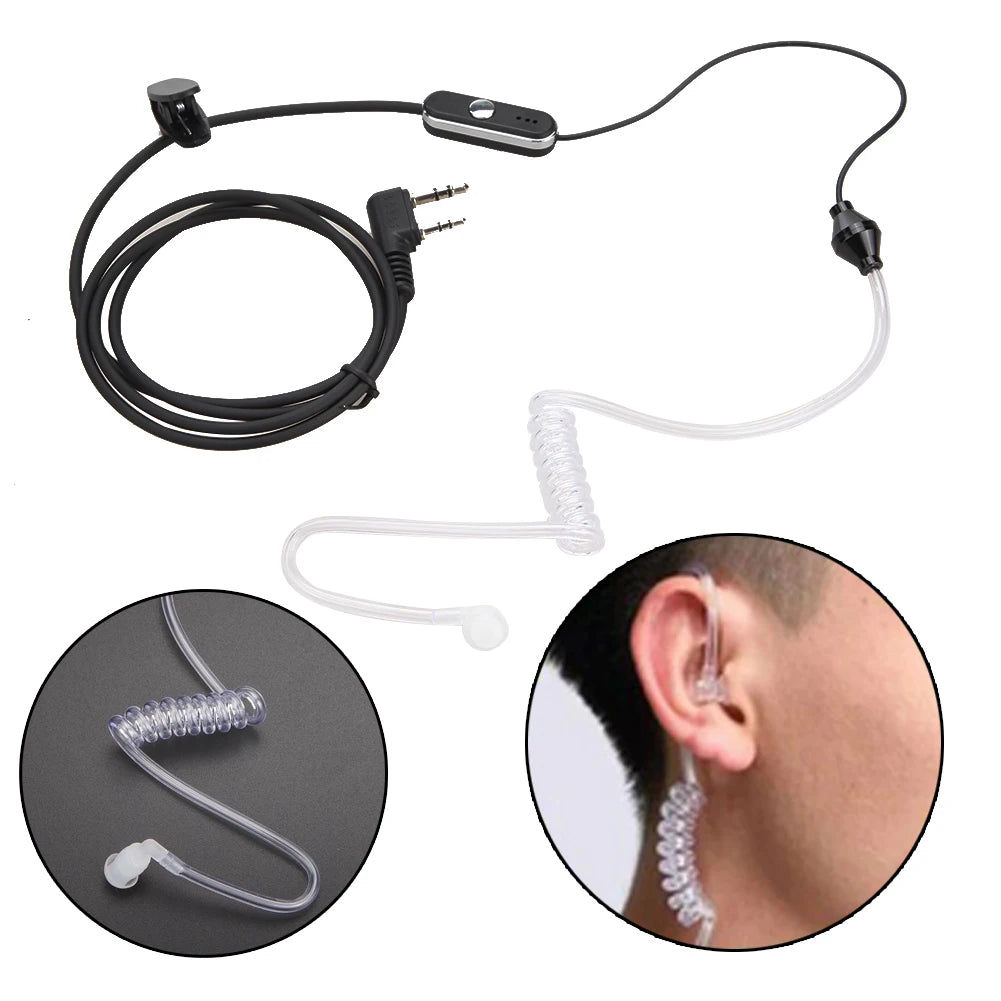 Practical Walkie Talkie Earpiece Headset 2 Pin Acoustic Tube Earphone Walkie Talkie Headset PTT MIC for Baofeng Retevis Radios Peaceful Pleasures Health and Wellness