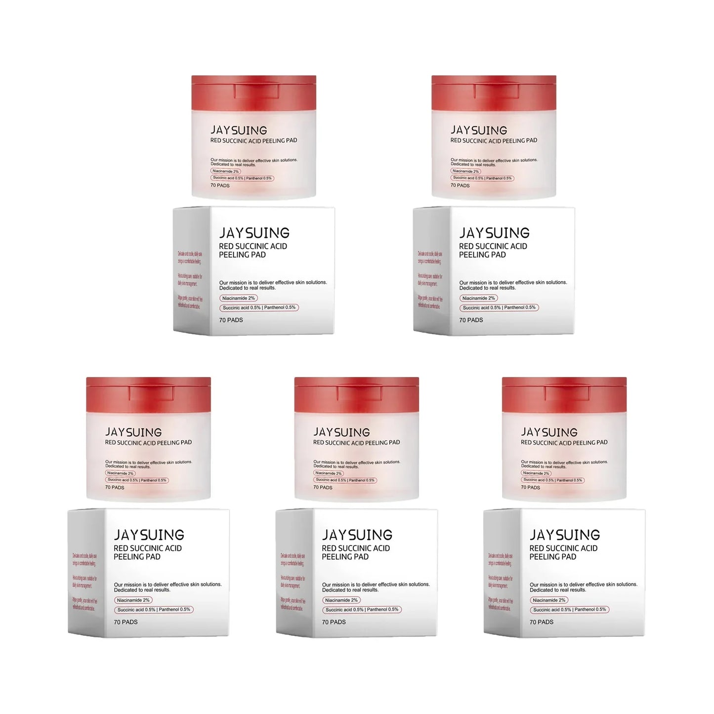 Jaysuing 70pc Succinic Acid Peeling Pads AHA BHA Exfoliant