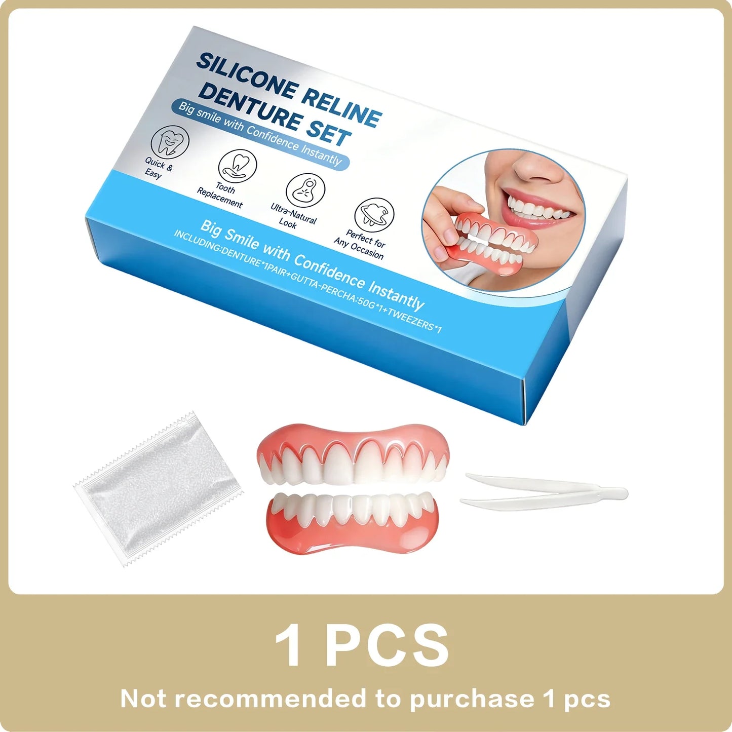 Moldable Cosmetic Snap-On Veneers – Natural Smile Denture Set