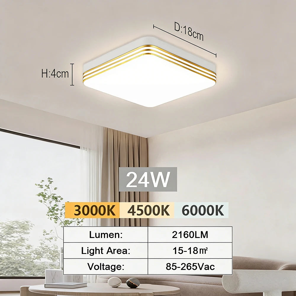 Modern LED Flush Mount Ceiling Light 18W–48W | RUNTOIN