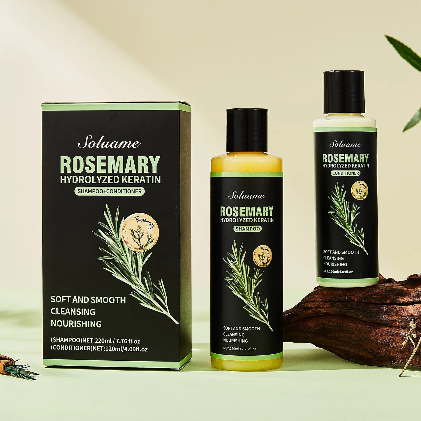 Rosemary Keratin Shampoo Conditioner Set for Care Peaceful Pleasures Health and Wellness Smoothing & Straightening