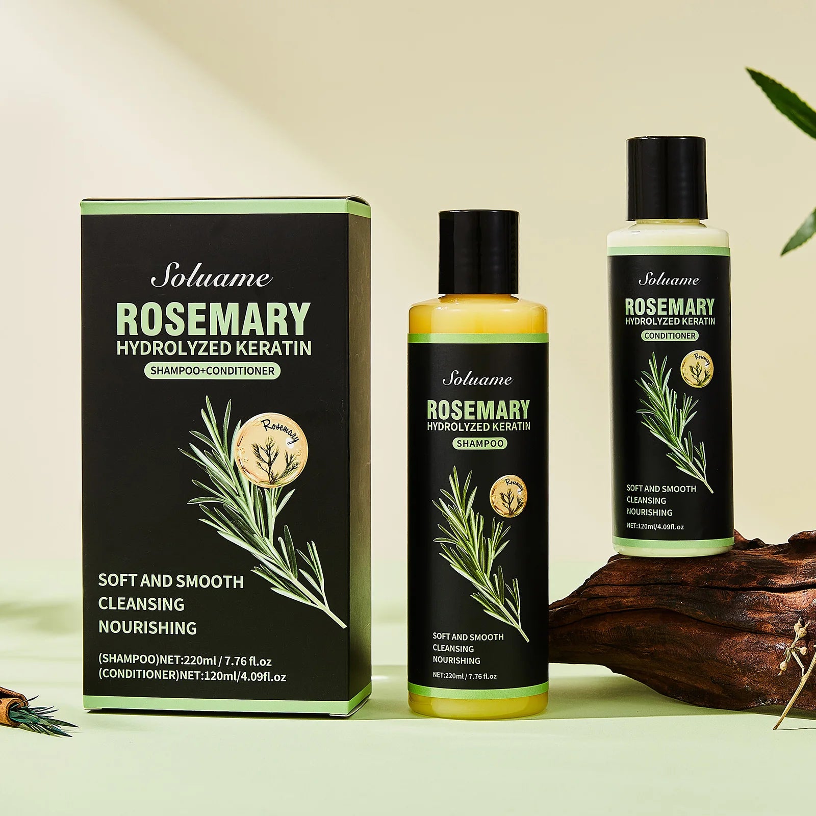 Rosemary Keratin Shampoo Conditioner Set for Care Peaceful Pleasures Health and Wellness Smoothing & Straightening