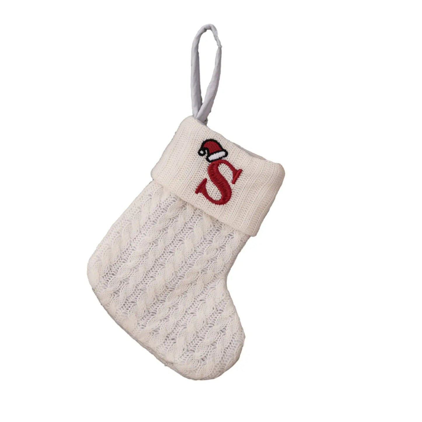 Knitted Christmas Stocking with Hanging Rope | Kids Candy Bag