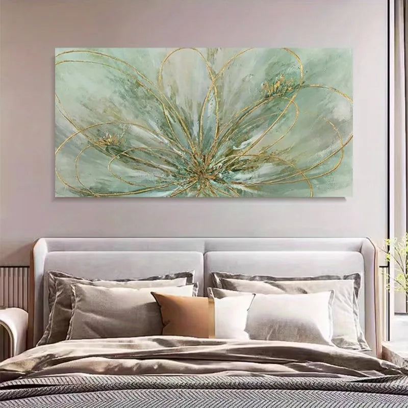 Green Abstract Flower Canvas Print | Farmhouse Wall Art Canvas Wall Art Peaceful Pleasures Health and Wellness