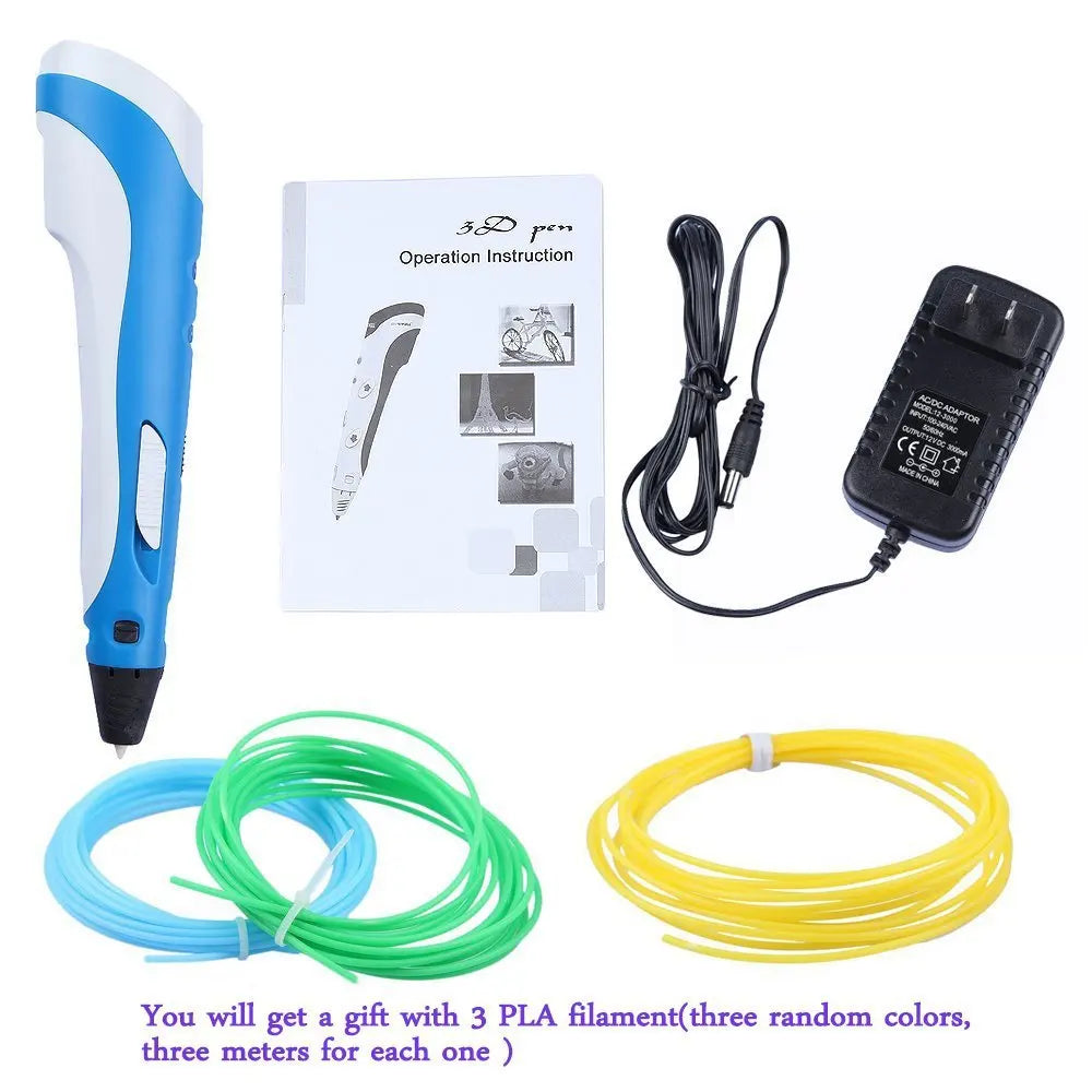 3D Pen Original DIY 3D Printing Pens With ABS Filament Creative Toy Birthday Gift for Kids Design Drawing 3D Printer Pen Peaceful Pleasures Health and Wellness