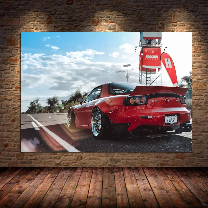 Supercar Canvas Painting Posters and Prints Mazdas RX7 Classic Car Sport Wall Art Picture for Living Room Decor Cuadros Unframed Peaceful Pleasures Health and Wellness PF1168 30x60cm