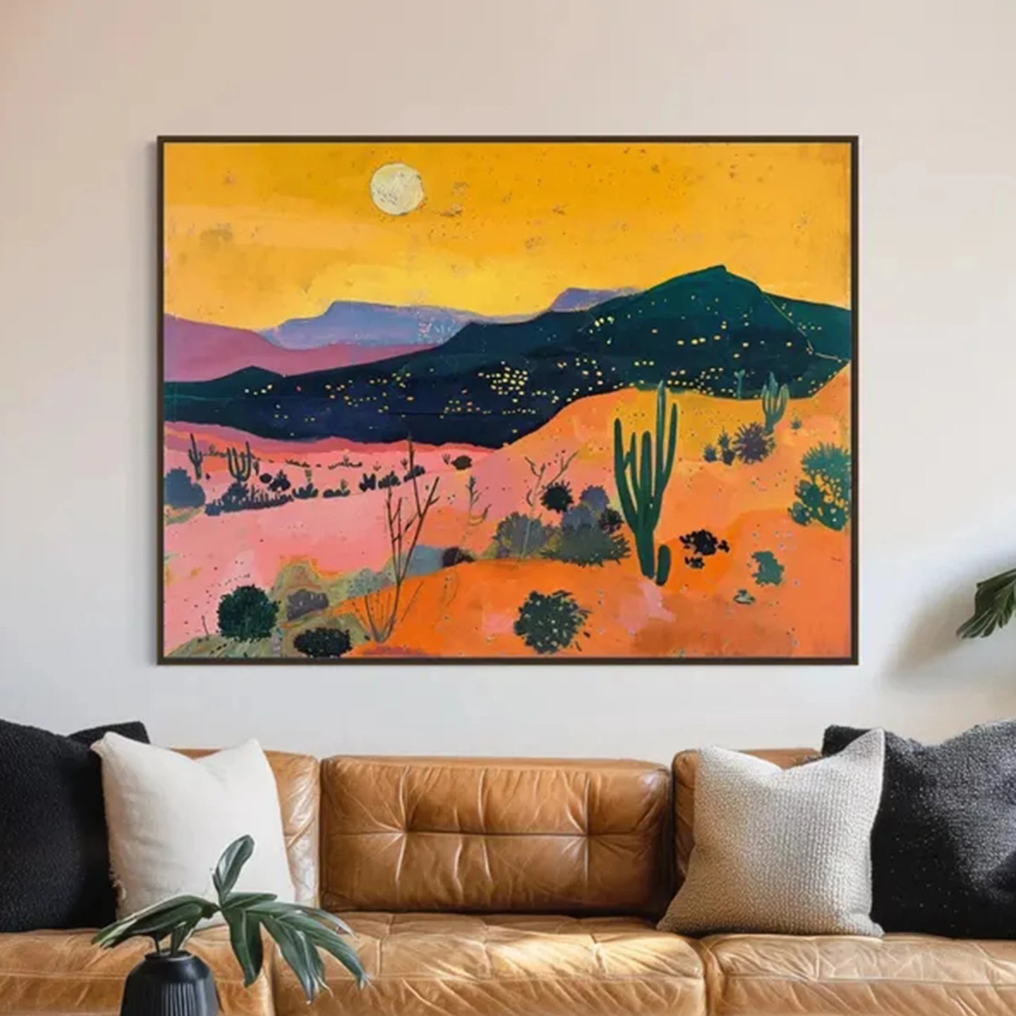 Retro Western Desert Landscape Canvas Wall Art Print Poster