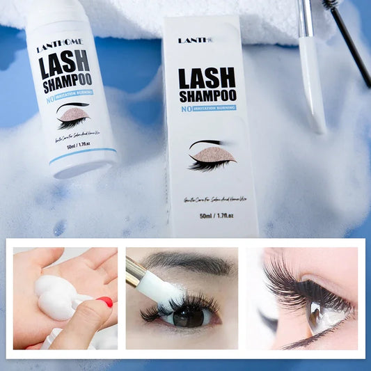 50ML Pro Eyelash Extension Shampoo Foam Kit Deep Cleaning Eyelid Lash Foaming Glue Remover For Makeup Remover Tools for Women Peaceful Pleasures Health and Wellness