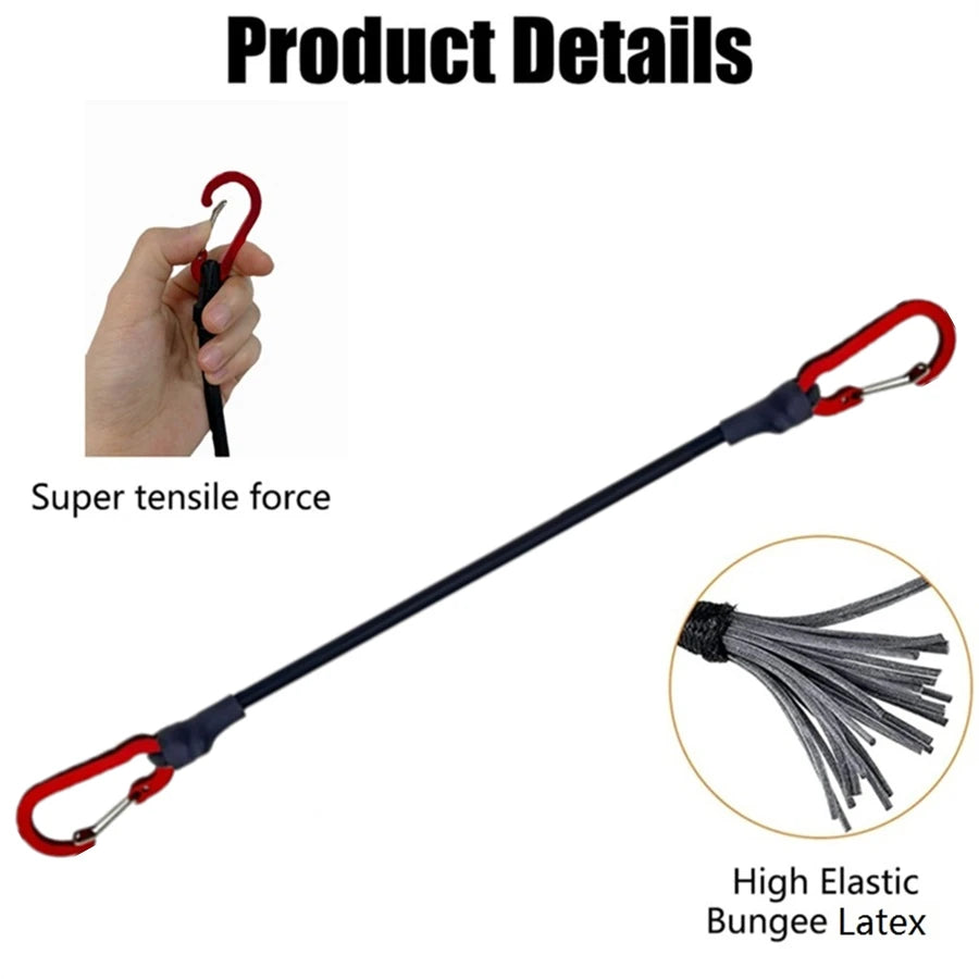 8mm Elastic Bungee Cords with Red Hooks | 30–210cm