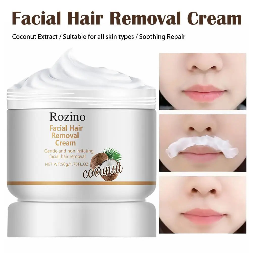 Rozino Coconut Facial Hair Removal Cream – Upper Lip & Chin