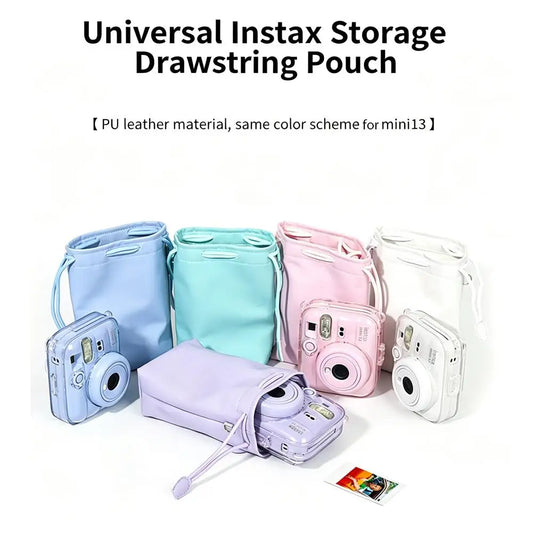 Instax Mini 13 PU Leather Drawstring Camera Bag & Case Camera Carrying Case Peaceful Pleasures Health and Wellness