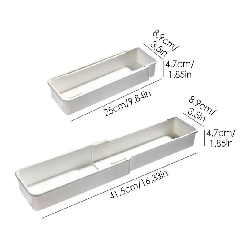 Expandable Silverware Drawer Organizer | White Utensil Tray