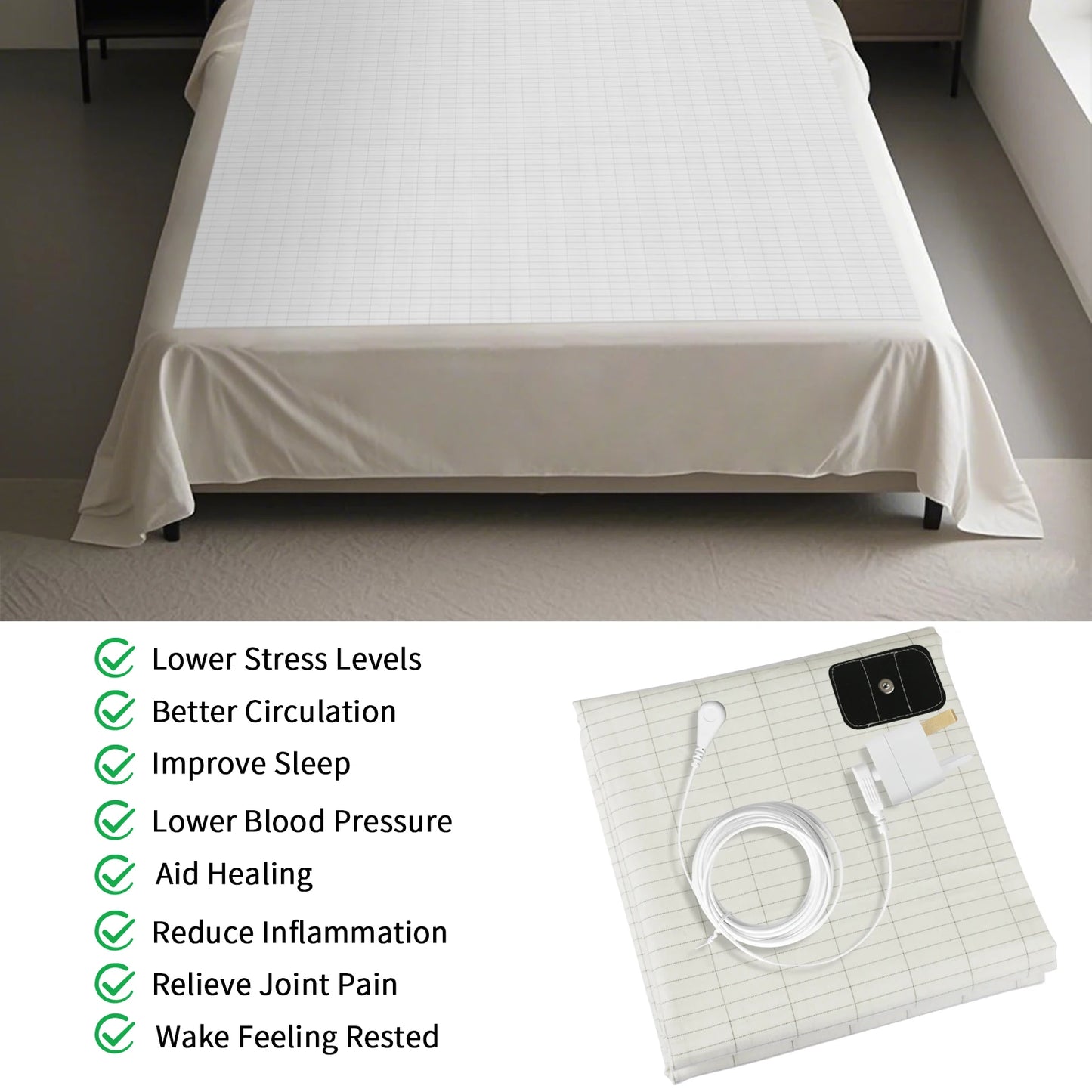 90% Cotton 10% Silver Fiber Bedsheet Grounding Mat Conductive Antistatic Health Improve Sleep Release Stress Peaceful Pleasures Health and Wellness