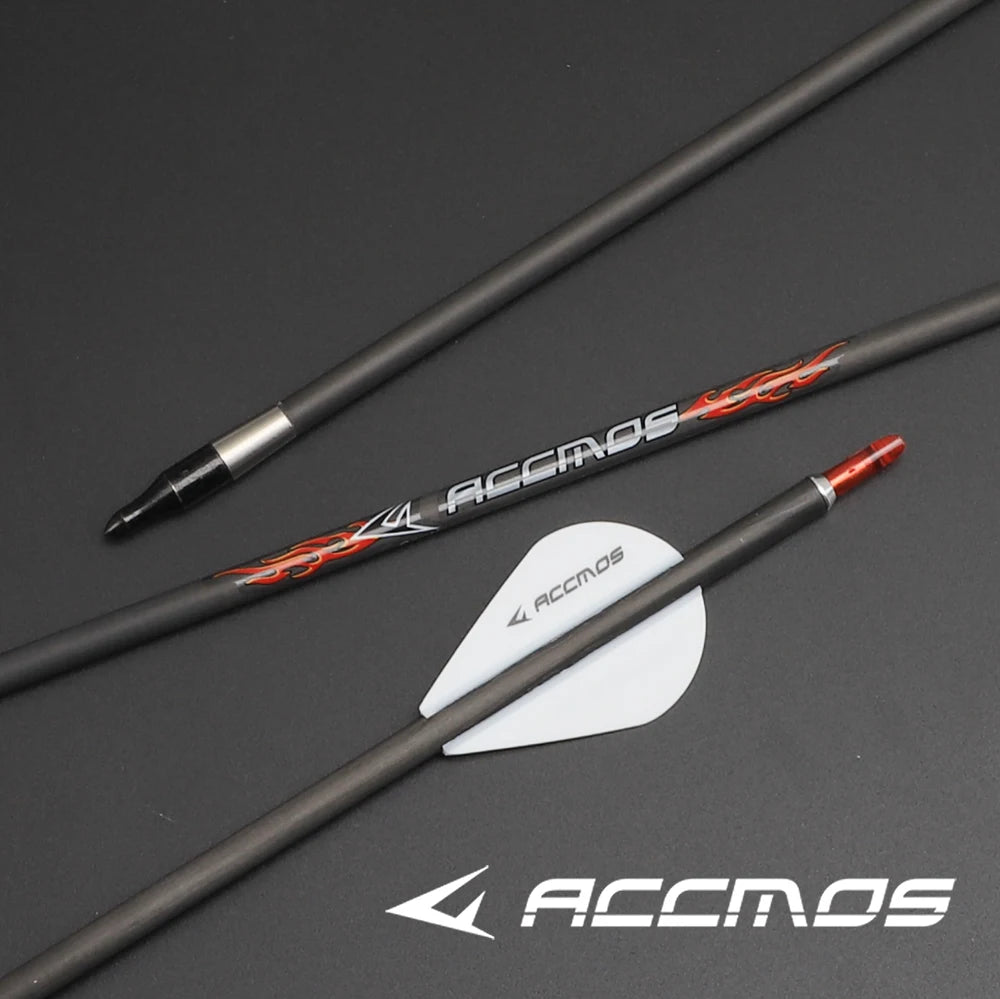 6 Pure Carbon Arrow ID5 Spine300 400 500 600 700 800 White Leaves 100