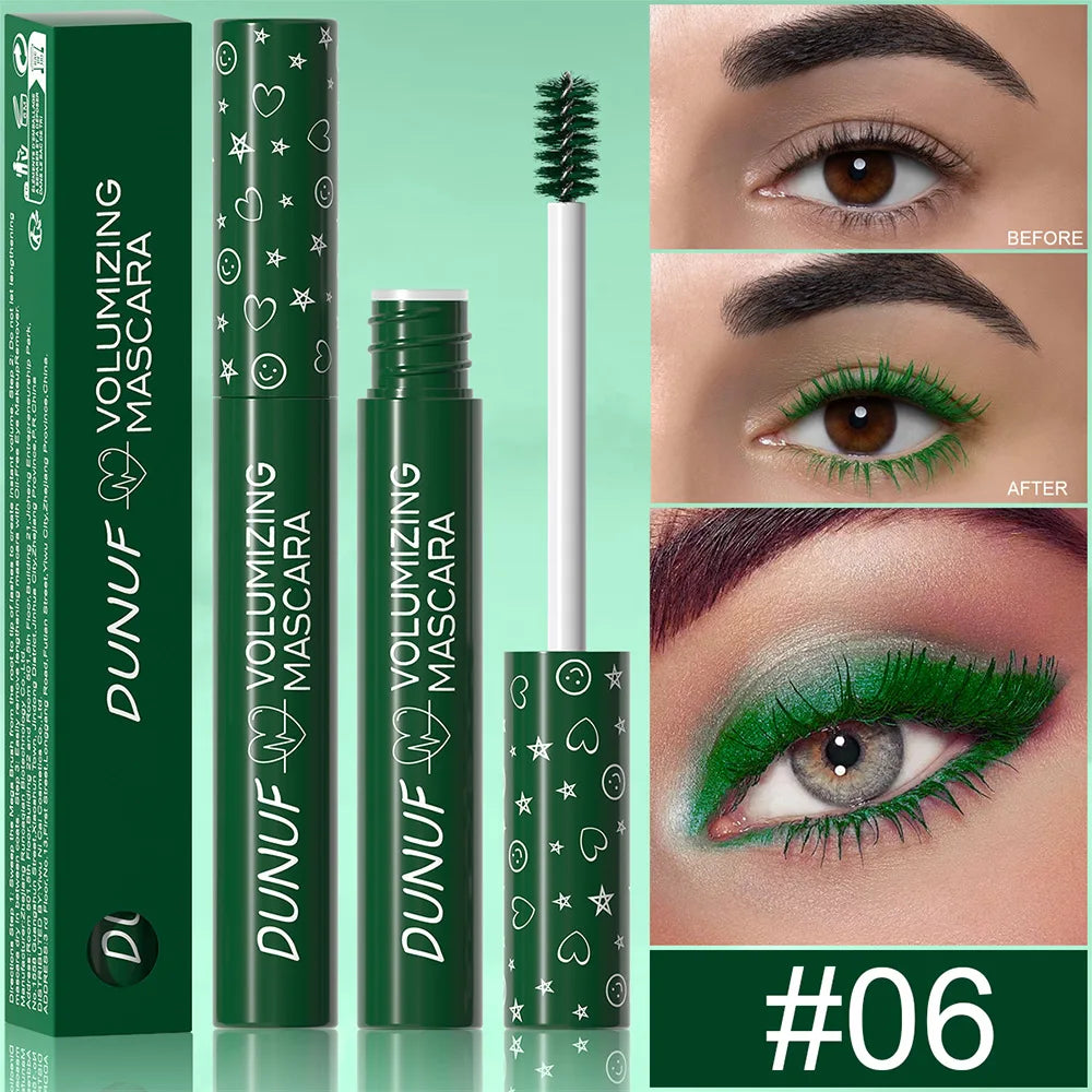 Colorful Waterproof Mascara – Green Blue Purple Curling & Lengthening