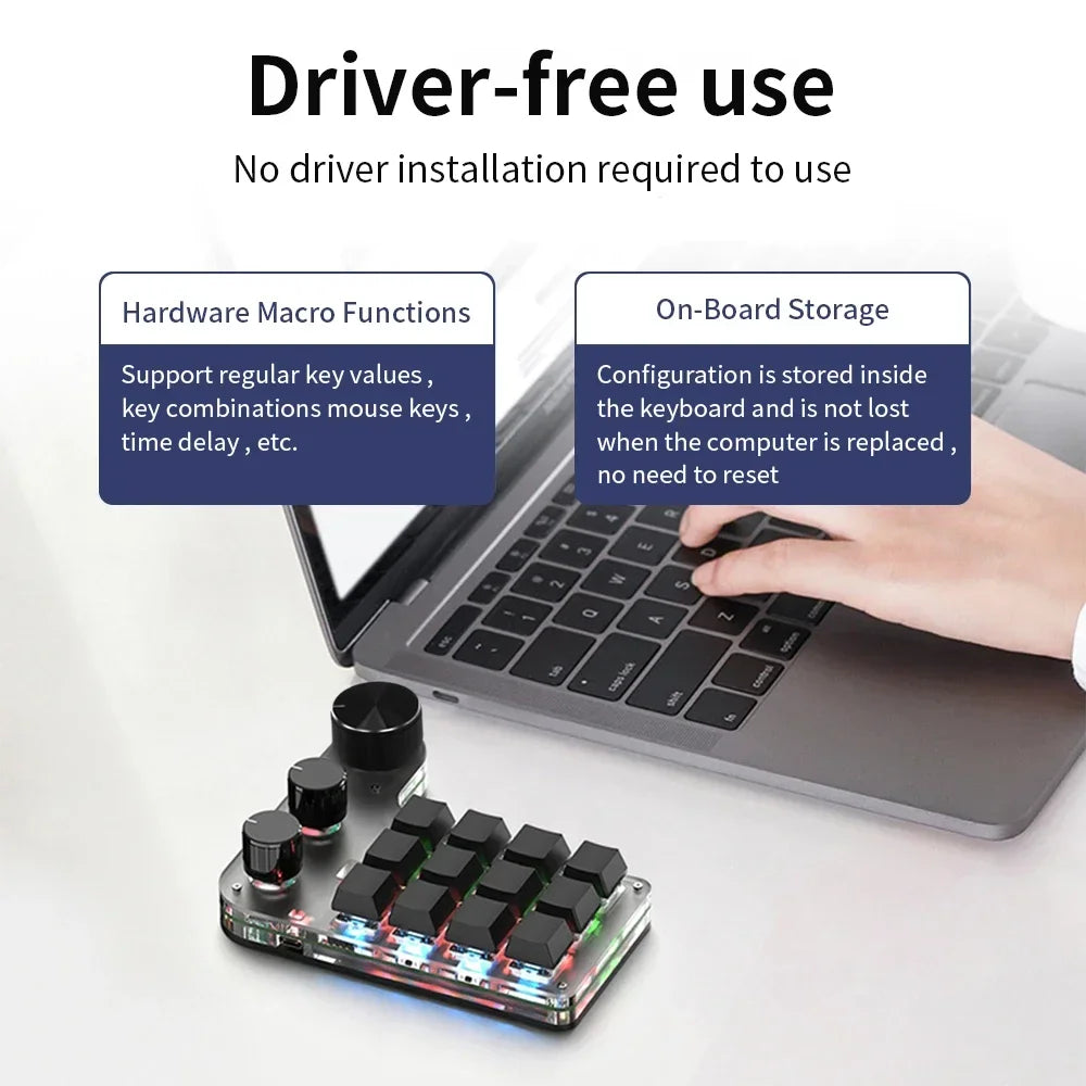 Mini Bluetooth Programming Macro Custom 3 Knob Keyboard RGB 12Key Copy Paste Photoshop Gaming Keypad Mechanical Hotswap Macropad Peaceful Pleasures Health and Wellness