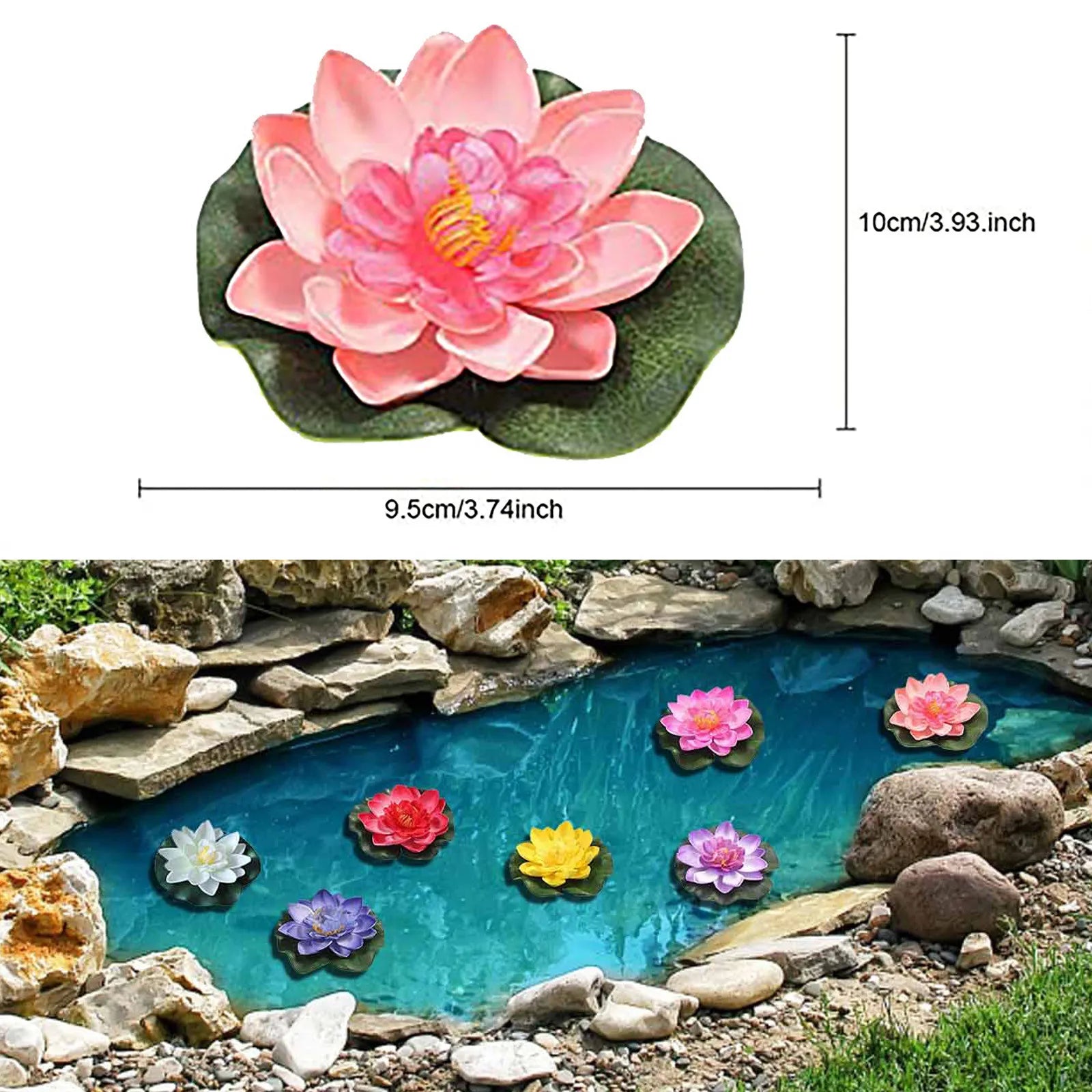 7pcs Simulation Lotus Artificial Water Lily Floating Flower Pond Rose Water Lily Indoor Outdoor Garden Decorations Peaceful Pleasures Health and Wellness