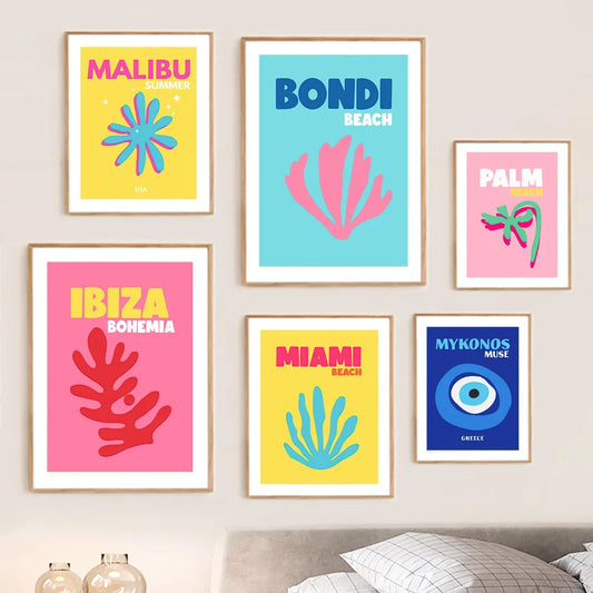 Ibiza Mykonos Miami Bondi Travel Canvas Wall Art Print Canvas Wall Art Peaceful Pleasures Health and Wellness