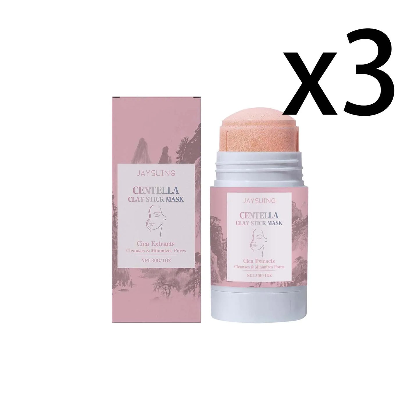 Centella Asiatica Clay Stick Mask Cleaning Blackheads Remove Pores Purify Skin Improve Dryness Exfoliating Facial Clay Mud Film Peaceful Pleasures Health and Wellness 3x30g 30g